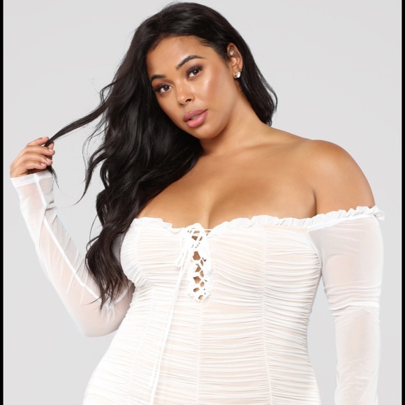 Fashionnova Curve Ruched Mesh Dress - Picture 2 of 8